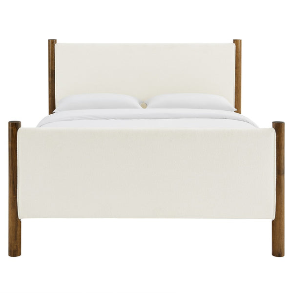 Modway Furniture Maven Full Size Boucle Upholstered Platform Bed - Modern Design, Cozy Comfort for Any Bedroom Feather Walnut MOD-7188-FEA-WAL