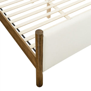 Modway Furniture Maven Full Size Boucle Upholstered Platform Bed - Modern Design, Cozy Comfort for Any Bedroom Feather Walnut MOD-7188-FEA-WAL