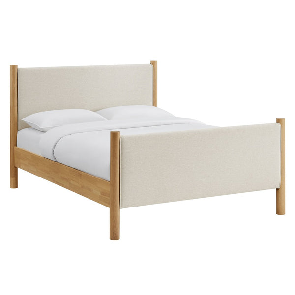 Modway Furniture Maven Queen Size Upholstered Platform Bed - Modern Design with Sturdy Support and Plush Comfort Ivory Oak MOD-7189-HEI-OAK