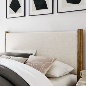 Modway Furniture Maven Queen Size Upholstered Platform Bed - Modern Design with Sturdy Support and Plush Comfort Ivory Walnut MOD-7189-HEI-WAL