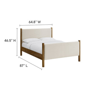 Modway Furniture Maven Queen Size Upholstered Platform Bed - Modern Design with Sturdy Support and Plush Comfort Ivory Walnut MOD-7189-HEI-WAL