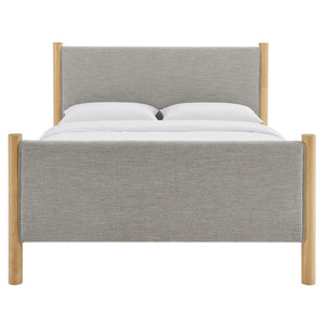 Modway Furniture Maven Queen Size Upholstered Platform Bed - Modern Design with Sturdy Support and Plush Comfort Wheat Oak MOD-7189-HEW-OAK