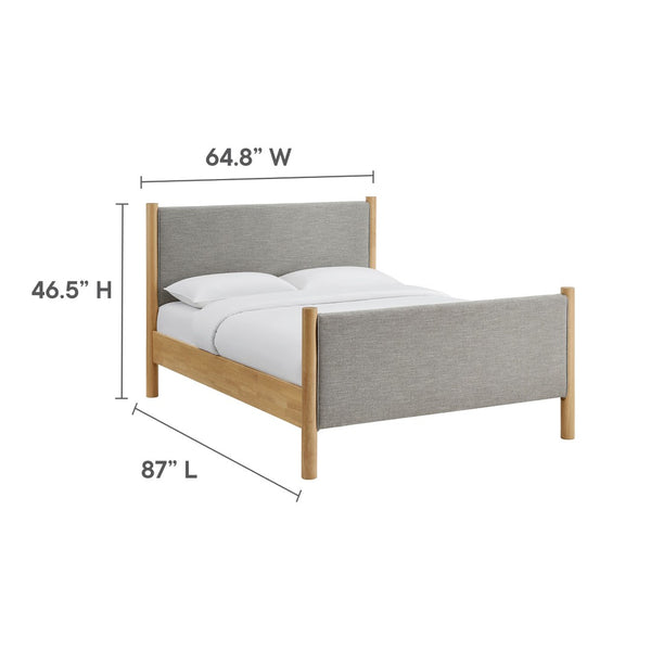 Modway Furniture Maven Queen Size Upholstered Platform Bed - Modern Design with Sturdy Support and Plush Comfort Wheat Oak MOD-7189-HEW-OAK