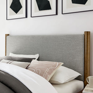 Modway Furniture Maven Queen Size Upholstered Platform Bed - Modern Design with Sturdy Support and Plush Comfort Wheat Walnut MOD-7189-HEW-WAL