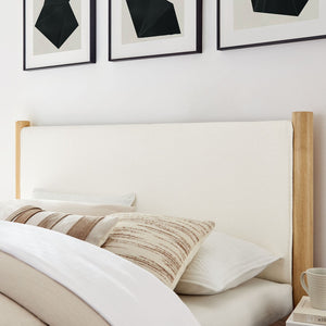 Modway Furniture Maven Queen Size Boucle Upholstered Platform Bed - Modern Comfort with Sturdy Support & Style Feather Oak MOD-7191-FEA-OAK