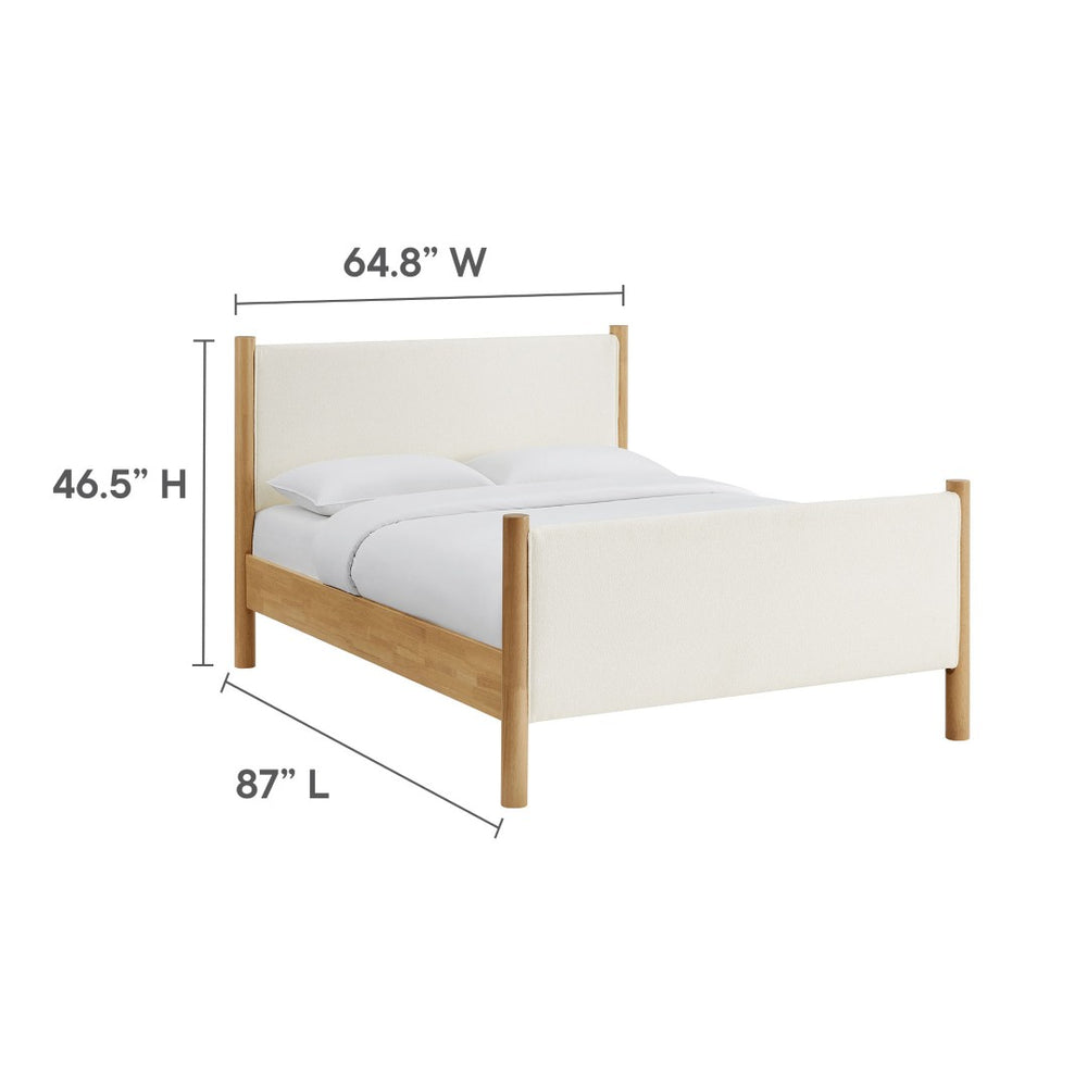 Modway Furniture Maven Queen Size Boucle Upholstered Platform Bed - Modern Comfort with Sturdy Support & Style Feather Oak MOD-7191-FEA-OAK