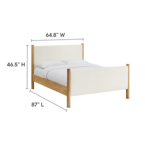 Modway Furniture Maven Queen Size Boucle Upholstered Platform Bed - Modern Comfort with Sturdy Support & Style Feather Oak MOD-7191-FEA-OAK