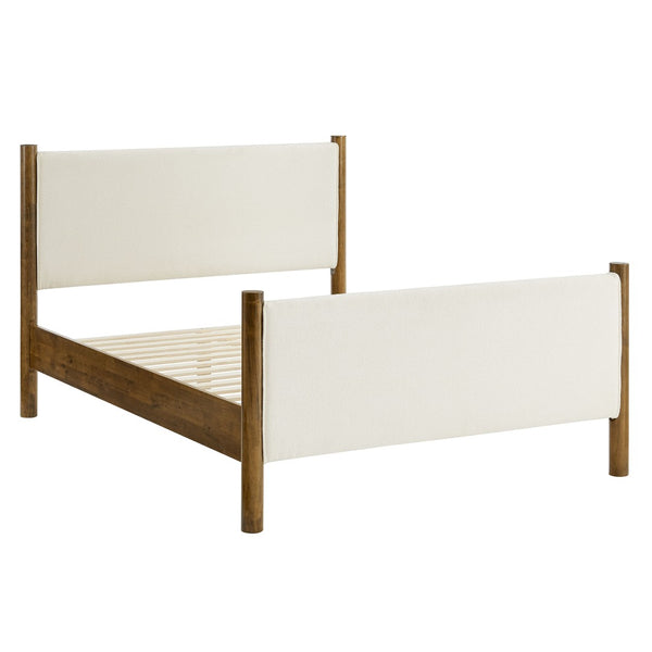 Modway Furniture Maven Queen Size Boucle Upholstered Platform Bed - Modern Comfort with Sturdy Support & Style Feather Walnut MOD-7191-FEA-WAL