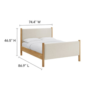 Modway Furniture Maven King Size Upholstered Platform Bed – Stylish Padded Headboard with Solid Wood Support System Ivory Oak MOD-7192-HEI-OAK