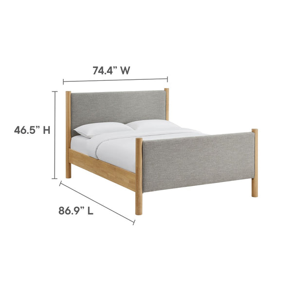 Modway Furniture Maven King Size Upholstered Platform Bed – Stylish Padded Headboard with Solid Wood Support System Wheat Oak MOD-7192-HEW-OAK