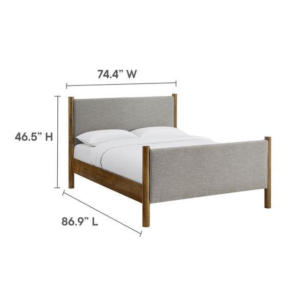 Modway Furniture Maven King Size Upholstered Platform Bed – Stylish Padded Headboard with Solid Wood Support System Wheat Walnut MOD-7192-HEW-WAL