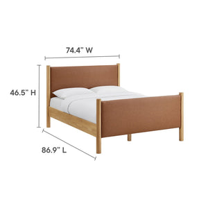 Modway Furniture Maven King Size Vegan Leather Upholstered Platform Bed - Modern Design, Sturdy Support & Comfort Tan Oak MOD-7193-TAN-OAK