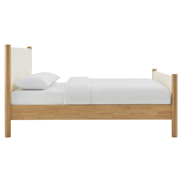 Modway Furniture Maven King Size Bouclé Upholstered Platform Bed - Modern Design with Cozy Comfort and Stability Feather Oak MOD-7194-FEA-OAK