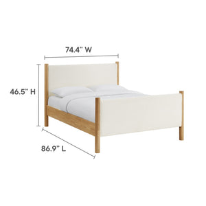 Modway Furniture Maven King Size Bouclé Upholstered Platform Bed - Modern Design with Cozy Comfort and Stability Feather Oak MOD-7194-FEA-OAK