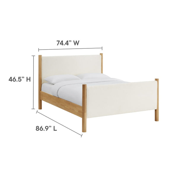 Modway Furniture Maven King Size Bouclé Upholstered Platform Bed - Modern Design with Cozy Comfort and Stability Feather Oak MOD-7194-FEA-OAK