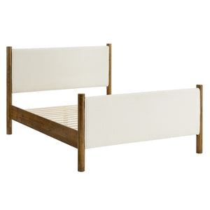 Modway Furniture Maven King Size Bouclé Upholstered Platform Bed - Modern Design with Cozy Comfort and Stability Feather Walnut MOD-7194-FEA-WAL