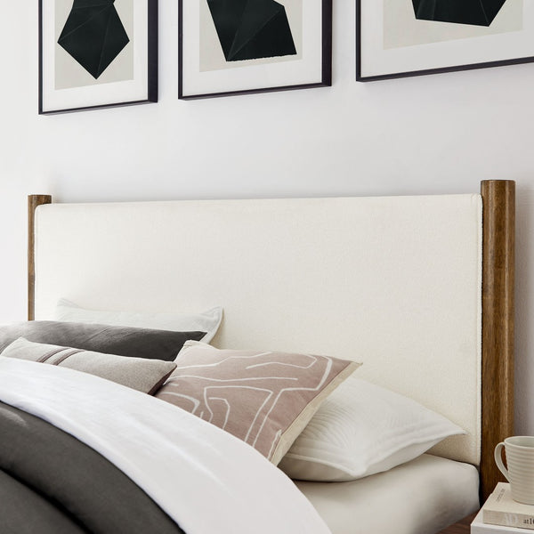 Modway Furniture Maven King Size Bouclé Upholstered Platform Bed - Modern Design with Cozy Comfort and Stability Feather Walnut MOD-7194-FEA-WAL