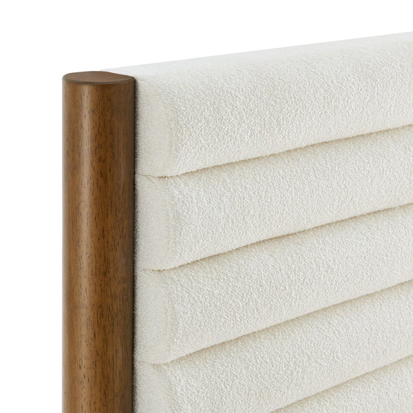 Modway Furniture Olea Twin Platform Bed - Plush Boucle Upholstery with Solid Wood Frame for Modern Bedrooms and Spaces Feather Walnut MOD-7196-FEA-WAL