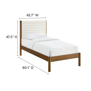Modway Furniture Olea Twin Platform Bed - Plush Boucle Upholstery with Solid Wood Frame for Modern Bedrooms and Spaces Feather Walnut MOD-7196-FEA-WAL