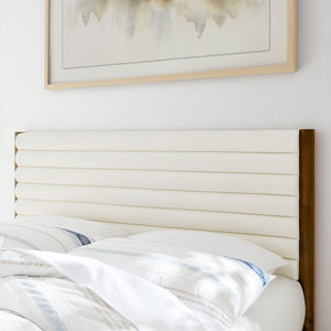 Modway Furniture Olea Channel Tufted Boucle Full Platform Bed – Solid Wood Frame, Modern Mid-Century Design, Durable Comfort Feather Walnut MOD-7197-FEA-WAL