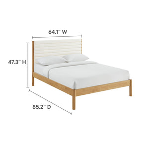 Modway Furniture Olea Queen Platform Bed - Luxurious Tufted Boucle Upholstery with Solid Wood Frame for Modern Elegance Feather Oak MOD-7198-FEA-OAK