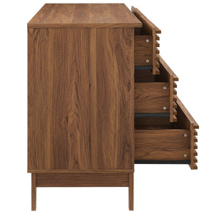 Modway Furniture Render 63" Mid-Century 6-Drawer Dresser – Walnut Finish for Stylish Storage in Any Room MOD-7200-WAL