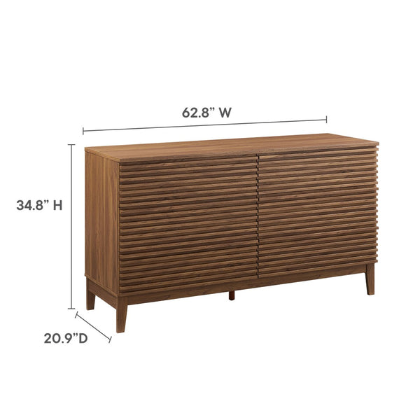 Modway Furniture Render 63" Mid-Century 6-Drawer Dresser – Walnut Finish for Stylish Storage in Any Room MOD-7200-WAL