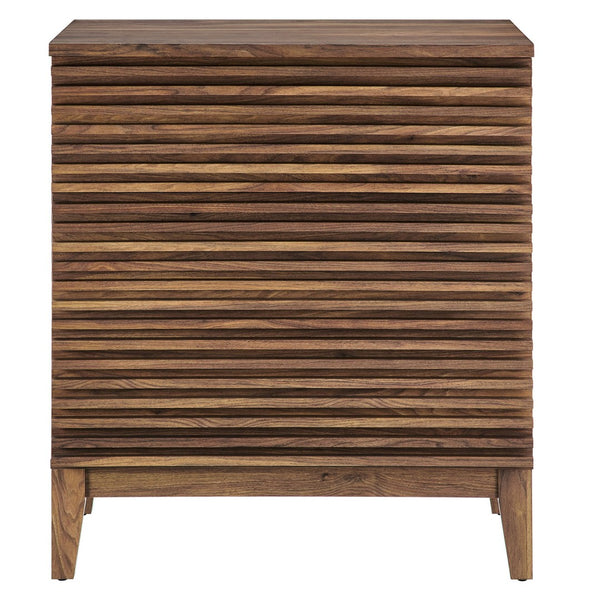 Modway Furniture Render 3-Drawer Nightstand - Mid-Century Modern Accent Cabinet with Ample Storage & Style MOD-7201-WAL