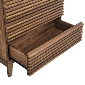 Modway Furniture Render 3-Drawer Nightstand - Mid-Century Modern Accent Cabinet with Ample Storage & Style MOD-7201-WAL