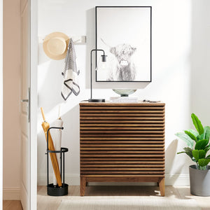 Modway Furniture Render 3-Drawer Nightstand - Mid-Century Modern Accent Cabinet with Ample Storage & Style MOD-7201-WAL