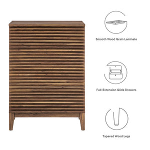 Modway Furniture Render 4-Drawer Chest - Mid-Century Walnut Storage Dresser for Bedroom, Hallway, or Living Room MOD-7202-WAL