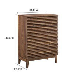 Modway Furniture Render 4-Drawer Chest - Mid-Century Walnut Storage Dresser for Bedroom, Hallway, or Living Room MOD-7202-WAL