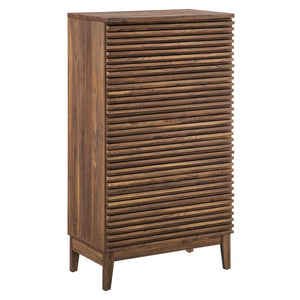 Modway Furniture Render 5-Drawer Chest - Mid-Century Modern Walnut Dresser with Fluted Fronts & Versatile Storage MOD-7203-WAL