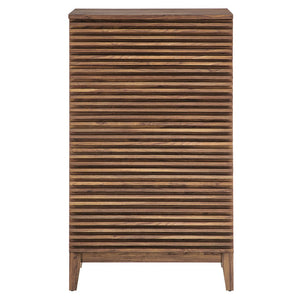 Modway Furniture Render 5-Drawer Chest - Mid-Century Modern Walnut Dresser with Fluted Fronts & Versatile Storage MOD-7203-WAL