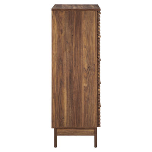 Modway Furniture Render 5-Drawer Chest - Mid-Century Modern Walnut Dresser with Fluted Fronts & Versatile Storage MOD-7203-WAL