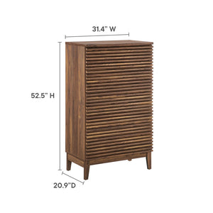 Modway Furniture Render 5-Drawer Chest - Mid-Century Modern Walnut Dresser with Fluted Fronts & Versatile Storage MOD-7203-WAL
