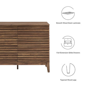 Modway Furniture Render 47" 6-Drawer Dresser - Mid-Century Modern Storage Solution with Walnut Finish & Style MOD-7204-WAL