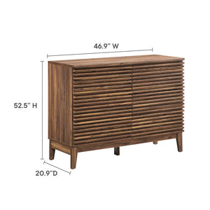 Modway Furniture Render 47" 6-Drawer Dresser - Mid-Century Modern Storage Solution with Walnut Finish & Style MOD-7204-WAL