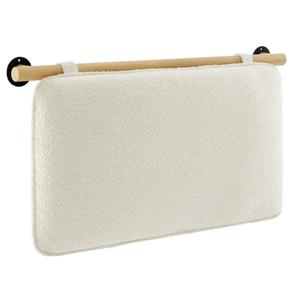 Modway Furniture Anela Wall-Mounted Chenille Upholstered Twin Headboard - Space-Saving, Cozy Design for Modern Rooms Cream Natural MOD-7205-CRE-NAT