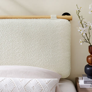 Modway Furniture Anela Wall-Mounted Chenille Upholstered Twin Headboard - Space-Saving, Cozy Design for Modern Rooms Cream Natural MOD-7205-CRE-NAT