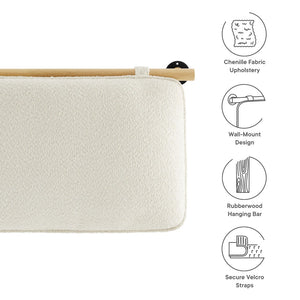 Modway Furniture Anela Wall-Mounted Chenille Upholstered Twin Headboard - Space-Saving, Cozy Design for Modern Rooms Cream Natural MOD-7205-CRE-NAT