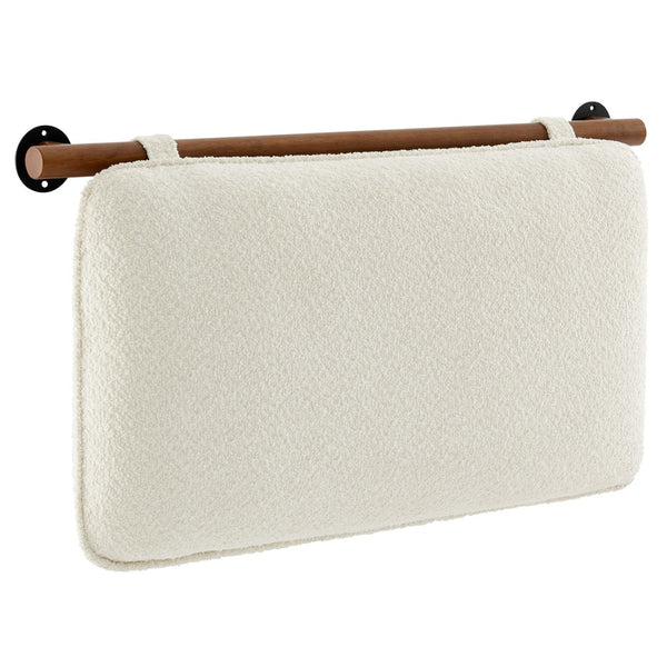 Modway Furniture Anela Wall-Mounted Chenille Upholstered Twin Headboard - Space-Saving, Cozy Design for Modern Rooms Cream Walnut MOD-7205-CRE-WAL