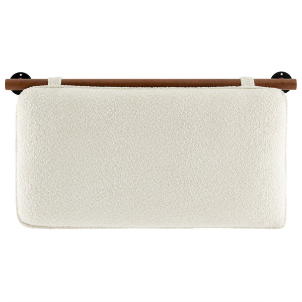 Modway Furniture Anela Wall-Mounted Chenille Upholstered Twin Headboard - Space-Saving, Cozy Design for Modern Rooms Cream Walnut MOD-7205-CRE-WAL