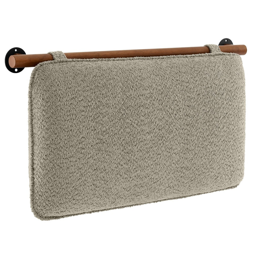 Modway Furniture Anela Wall-Mounted Chenille Upholstered Twin Headboard - Space-Saving, Cozy Design for Modern Rooms Oat Walnut MOD-7205-OAT-WAL