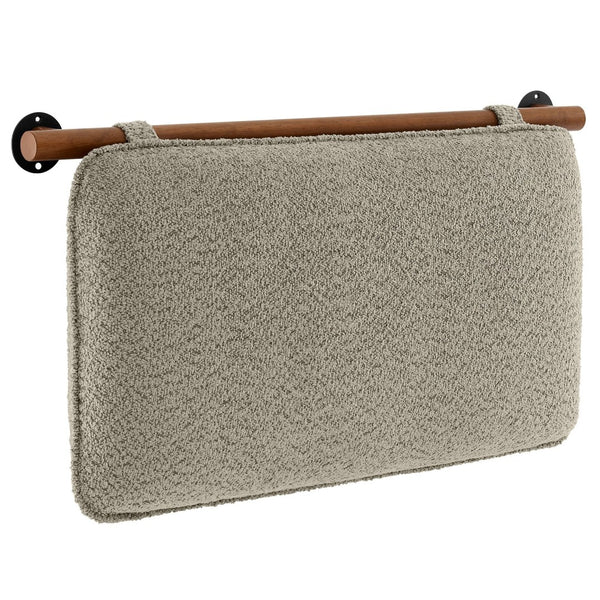 Modway Furniture Anela Wall-Mounted Chenille Upholstered Twin Headboard - Space-Saving, Cozy Design for Modern Rooms Oat Walnut MOD-7205-OAT-WAL