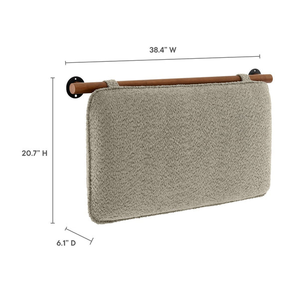 Modway Furniture Anela Wall-Mounted Chenille Upholstered Twin Headboard - Space-Saving, Cozy Design for Modern Rooms Oat Walnut MOD-7205-OAT-WAL