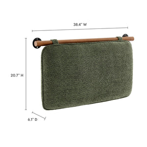 Modway Furniture Anela Wall-Mounted Chenille Upholstered Twin Headboard - Space-Saving, Cozy Design for Modern Rooms Sage Walnut MOD-7205-SGE-WAL