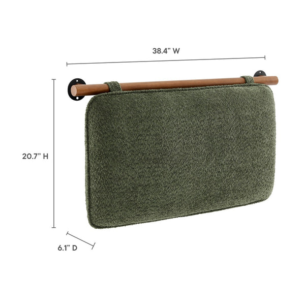 Modway Furniture Anela Wall-Mounted Chenille Upholstered Twin Headboard - Space-Saving, Cozy Design for Modern Rooms Sage Walnut MOD-7205-SGE-WAL