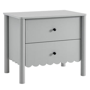 Modway Furniture Emmeline Scalloped 2-drawer Nightstand - Elegant Storage Solution For Modern Bedrooms & Living Spaces Gray  Mod-7206-lgr