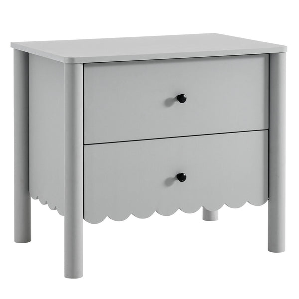 Modway Furniture Emmeline Scalloped 2-drawer Nightstand - Elegant Storage Solution For Modern Bedrooms & Living Spaces Gray  Mod-7206-lgr